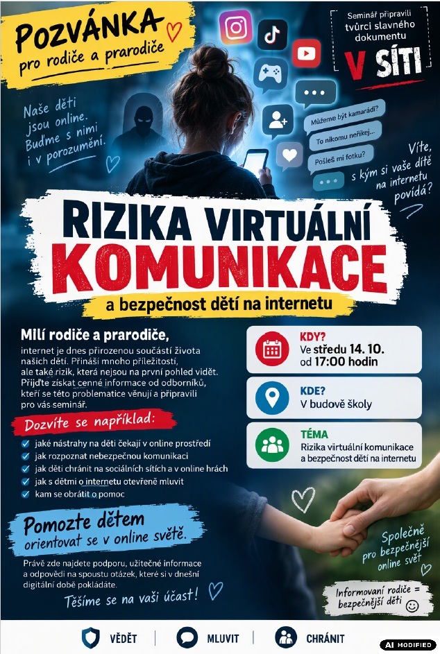 Pozvánka na  seminář "O rizicích virtuální komunikace!"